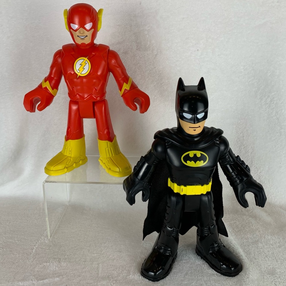 Fisher Price Imaginext XL Batman & Flash Lot Of 2 Large Figures 10.5” 9.5” Tall